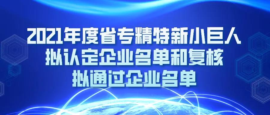 公示 | 2021年度省專精特新小巨人擬認定企業(yè)名單和復(fù)核擬通過企業(yè)名單