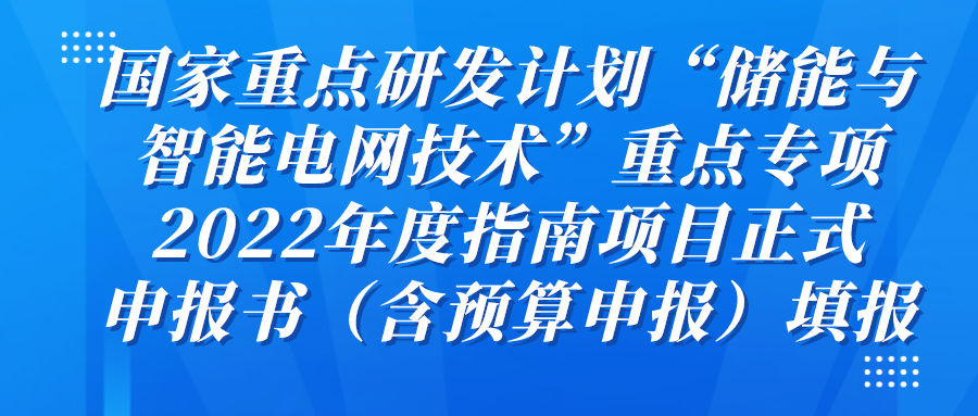 國家重點研發(fā)計劃“儲能與智能電網(wǎng)技術(shù)”重點專項2022年度指南項目正式申報書（含預(yù)算申報）填報