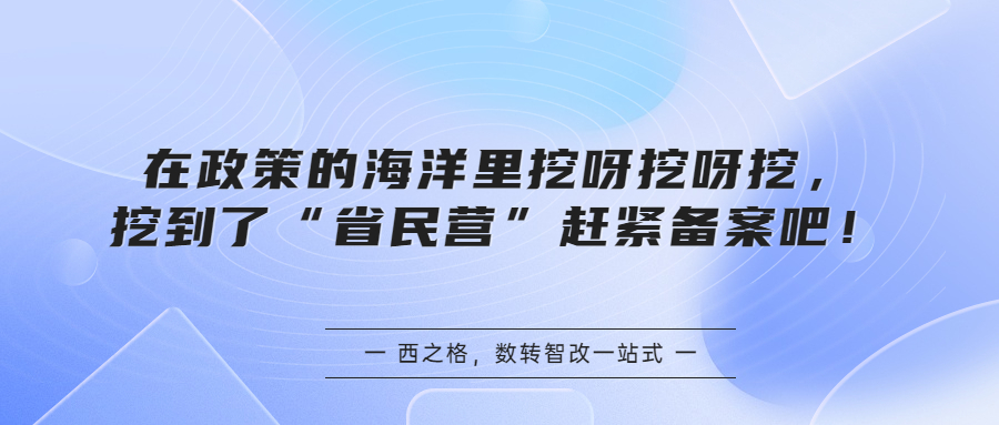 在政策的海洋里挖呀挖呀挖，挖到了“省民營”趕緊備案吧！