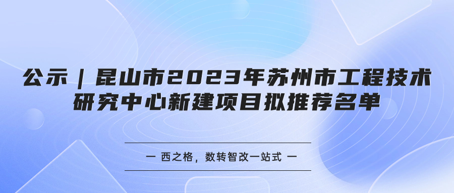 公示｜昆山市2023年蘇州市工程技術研究中心新建項目擬推薦名單