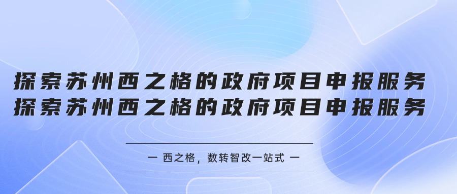 探索蘇州西之格的政府項目申報服務(wù)