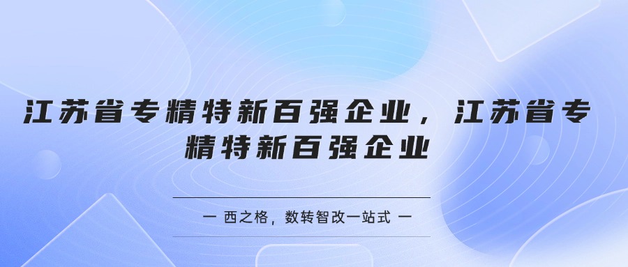 江蘇省專精特新百強(qiáng)企業(yè)